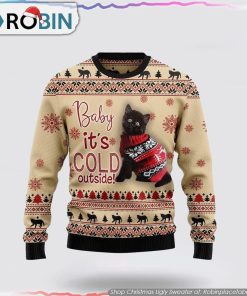 Black Cat Baby Christmas Ugly Sweater Cat Lover Christmas Sweater