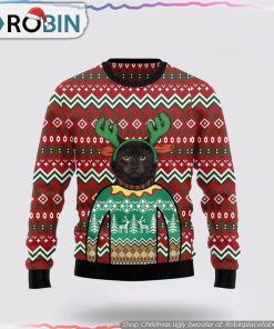 Black Cat Christmas Awesome Funny Family Christmas Ugly Sweater Cat Lover Christmas Sweater