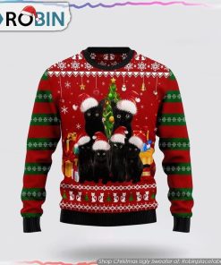 Black Cat Family Christmas Ugly Christmas Sweater Cat Lover Christmas Sweater