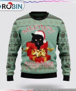 Black Cat Gift Ugly Christmas Sweater Cat Lover Christmas Sweater