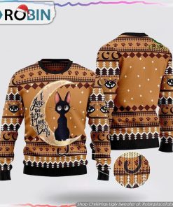 Black Cat I Love You To The Moon And Back Ugly Christmas Sweater Cat Lover Christmas Sweater
