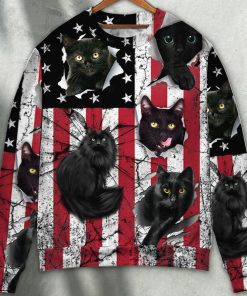 Black Cat Independence Day Ugly Christmas Sweater