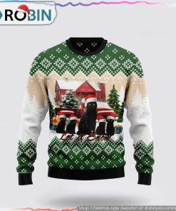 Black Cat Let It Snow Ugly Christmas Sweater Cat Lover Christmas Sweater