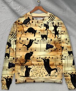 Black Cat Love Music Note Christmas Ugly Sweater, Sweatshirt Black Cat Love Music Note Christmas Ugly Sweater, Sweatshirt