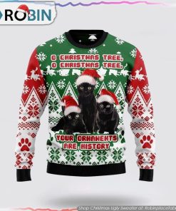 Black Cat Oh Christmas Tree Ugly Christmas Sweater Cat Lover Christmas Sweater
