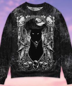 Black Cat Scary Serial Killer Documentaries And Chill Christmas Ugly Sweater, Sweatshirt