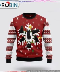 Black Cat Snowflake Christmas Ugly Sweater Cat Lover Christmas Sweater Black Cat Snowflake Christmas Ugly Sweater Cat Lover Christmas Sweater