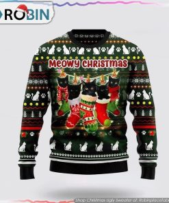 Black Cat Socks Christmas Ugly Sweater Cat Lover Christmas Sweater Black Cat Socks Christmas Ugly Sweater Cat Lover Christmas Sweater