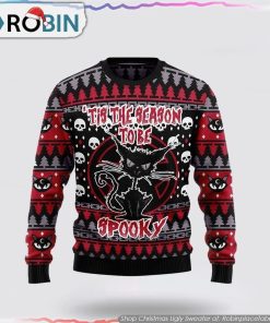 Black Cat Spooky Halloween Ugly Christmas Sweater Cat Lover Christmas Sweater Black Cat Spooky Halloween Ugly Christmas Sweater Cat Lover Christmas Sweater