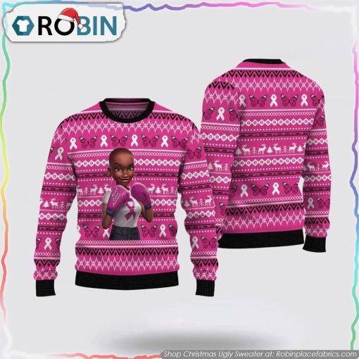 Black Queen Breast Cancer Awareness Christmas Ugly Sweater Christmas Gifts For Survivors