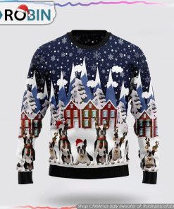 Boston Terrier Family Ugly Christmas Sweater, Pet Lover Christmas Sweater