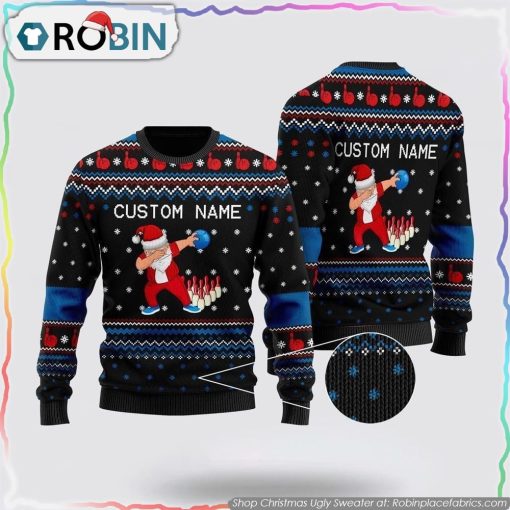 Bowling Image Cool Noel Pattern Ugly Christmas Sweater Christmas Gift For Bowling Enthusiasts
