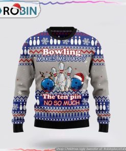 Bowling Merry Christmas Christmas Ugly Sweater Christmas Gift For Bowling Enthusiasts