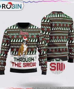 Boxers Through The Snow Christmas Ugly Sweater, Pet Lover Christmas Sweater