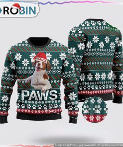 Brittany Santa Printed Christmas Ugly Sweater, Pet Lover Christmas Sweater