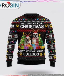 Bulldog Christmas Ugly Sweater, Pet Lover Christmas Sweater