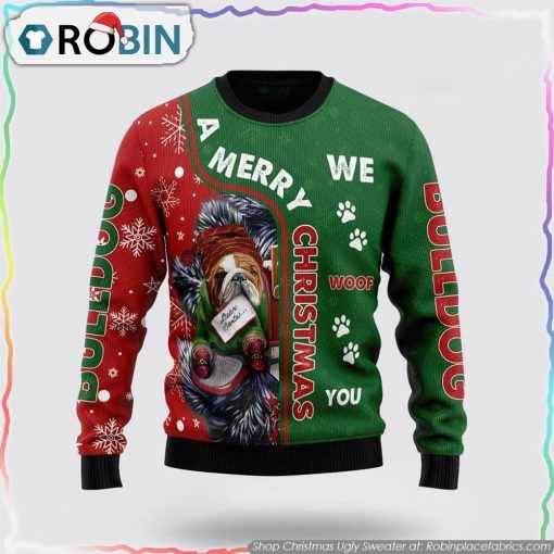 Bulldog Ugly Christmas Sweater 3D, Pet Lover Christmas Sweater