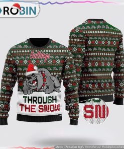 Bulldogs Through The Snow Christmas Ugly Sweater, Pet Lover Christmas Sweater