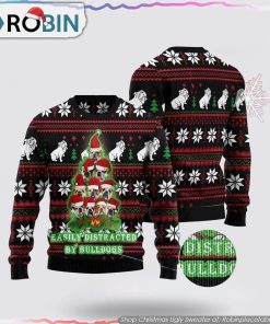 Bulldogs Tree Ugly Christmas Sweater 3D, Pet Lover Christmas Sweater