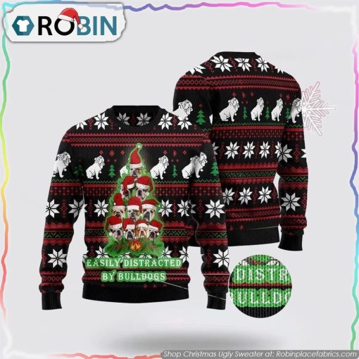 Bulldogs Tree Ugly Christmas Sweater 3D, Pet Lover Christmas Sweater