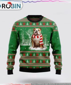 Bulldogs Tree Ugly Christmas Sweater, Pet Lover Christmas Sweater