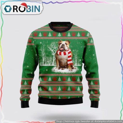 Bulldogs Tree Ugly Christmas Sweater, Pet Lover Christmas Sweater