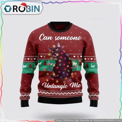 Can Someone Untangle Me Cat Ugly Christmas Sweater Cat Lover Christmas Sweater