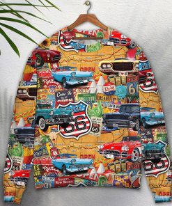 Car Vintage Route 66 Road 3D Printed Christmas Ugly Sweater
