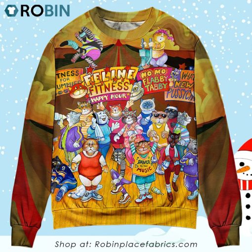 Cat Aerobics Instructor Sweater Christmas Ugly Sweater, Sweatshirt