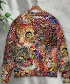 Cat Art Lover Cat Colorful Christmas Ugly Sweater, Sweatshirt