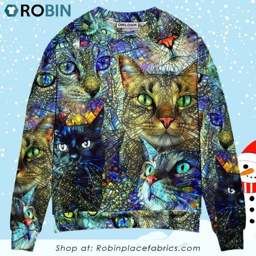 Cat Art Lover Cat Colorful Style Ugly Christmas Sweater