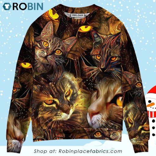 Cat Art Lover Cat Lightning Style Ugly Christmas Sweater