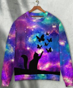 Cat Beautiful Cat And Butterfly Ugly Christmas Sweater