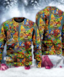 Cat Beautiful Colorfull Painting Ugly Christmas Sweater