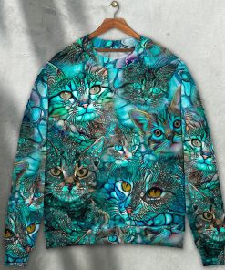 Cat Blue Art Lover Cat Colorful Style Christmas Ugly Sweater, Sweatshirt