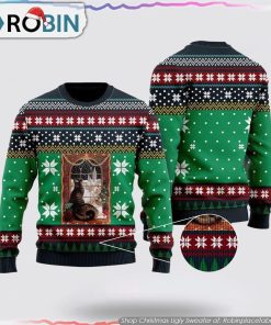 Cat Christmas Snow Window Ugly Christmas Sweater Cat Lover Christmas Sweater Cat Christmas Snow Window Ugly Christmas Sweater Cat Lover Christmas Sweater
