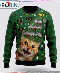 Cat Christmas Tree Ugly Christmas Sweater Ulgy Christmas Sweater Cat Lover Christmas Sweater