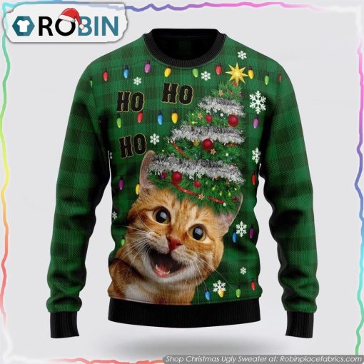 Cat Christmas Tree Ugly Christmas Sweater Ulgy Christmas Sweater Cat Lover Christmas Sweater