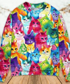 Cat Colorful Little Cute Kitten Happy Life 3D Printed Christmas Ugly Sweater