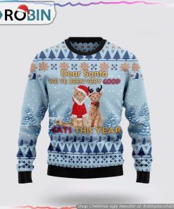 Cat Dear Santa Ugly Christmas Sweater Cat Lover Christmas Sweater