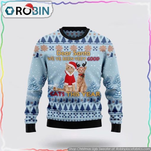 Cat Dear Santa Ugly Christmas Sweater Cat Lover Christmas Sweater
