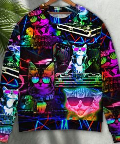 Cat DJ Cool Life Christmas Ugly Sweater, Sweatshirt