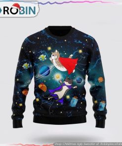 Cat Galaxy Ugly Christmas Sweater Cat Lover Christmas Sweater