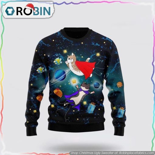Cat Galaxy Ugly Christmas Sweater Cat Lover Christmas Sweater