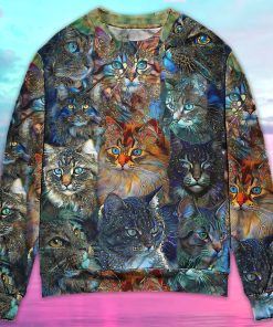 Cat Glass Art Colorful Cat Lover Christmas Ugly Sweater, Sweatshirt