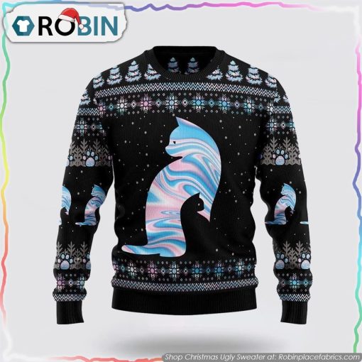 Cat Hologram Ugly Christmas Sweater Cat Lover Christmas Sweater