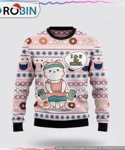 Cat I Do It For Donuts Ugly Christmas Sweater Cat Lover Christmas Sweater
