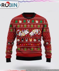 Cat Light Ugly Christmas Sweater Cat Lover Christmas Sweater