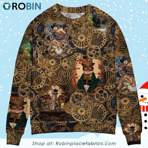 Cat Love Machine Vintage Ugly Christmas Sweater