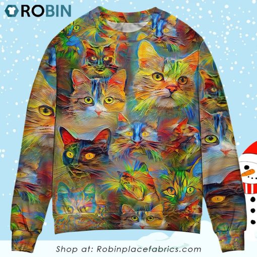 Cat Lovely Amazing Colorful Ugly Christmas Sweater